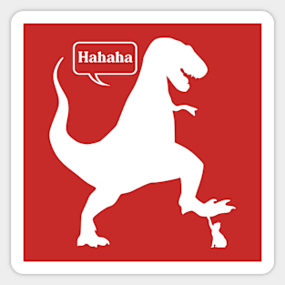 Laughing White Dinosaur With Cat Sticker